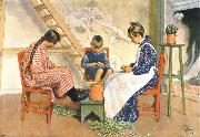 Carl Larsson Shelling Peas Watercolor china oil painting artist